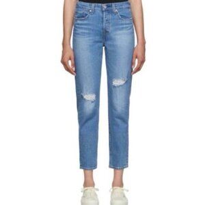Levi's Wedgie Fit Straight Leg Distressed Raw Hem Jeans